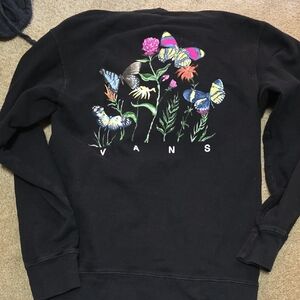 Vans Black Sweatshirt with Colorful Butterfly Embroidery